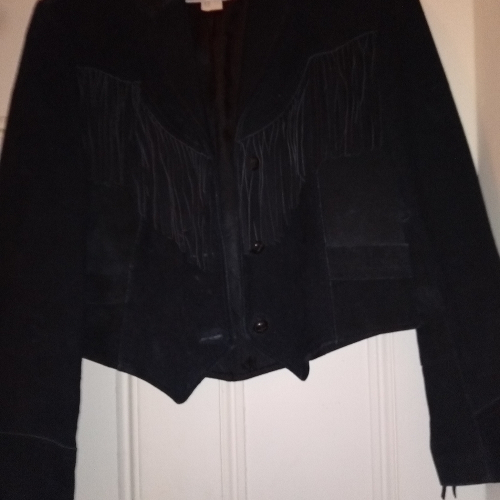 Black Suede Fringed Jacket